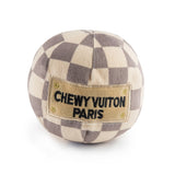 Checker Chewy Vuiton Ball Squeaker Dog Toy
