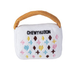 White Chewy Vuiton Purses Squeaker Dog Toy