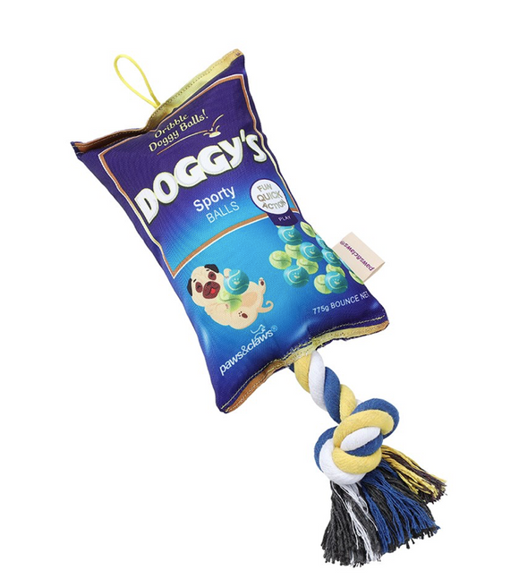 DOGGY'S BALLS SNACKS OXFORD TUGGER W/ ROPE